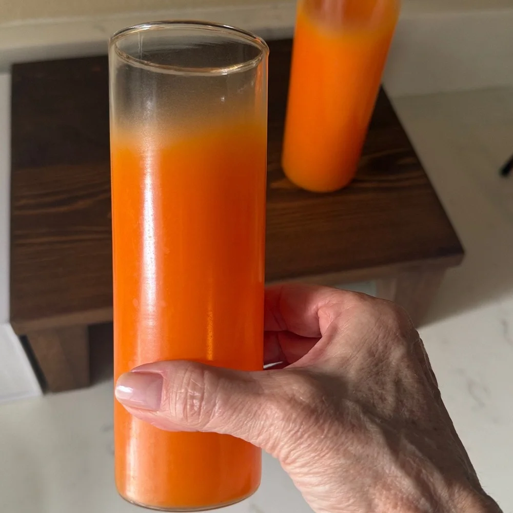 Mid Century Modern Blendo Frosted Orange Tom Collins glasses Set of 2